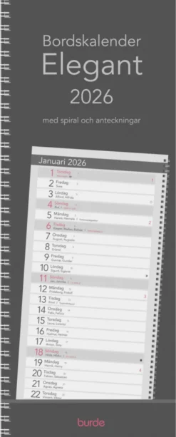 Bordskalender 2026 Elegant med spiral