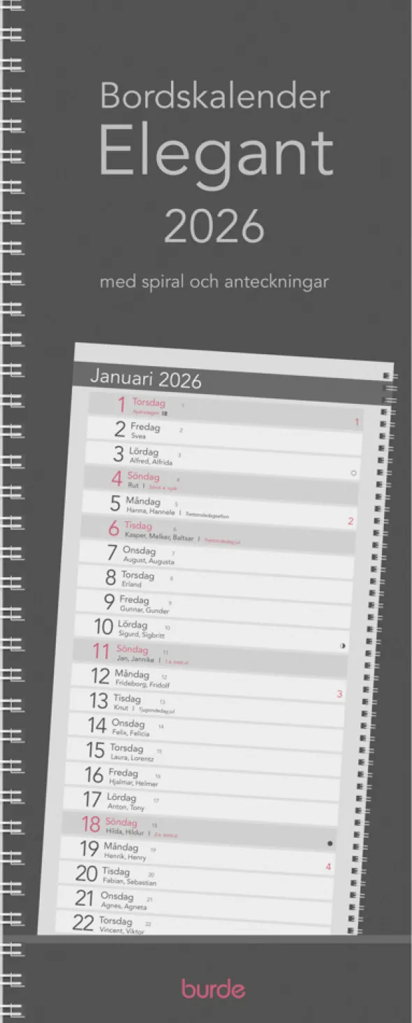 Bordskalender 2026 Elegant med spiral