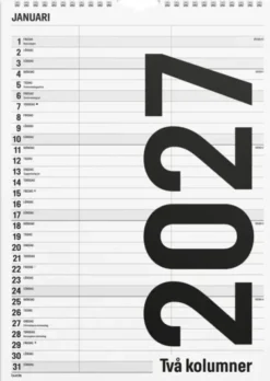 Familjekalender Black and white A4 2027