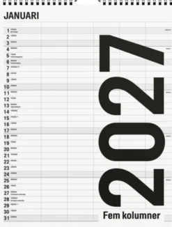 Familjekalender Black and White 2027
