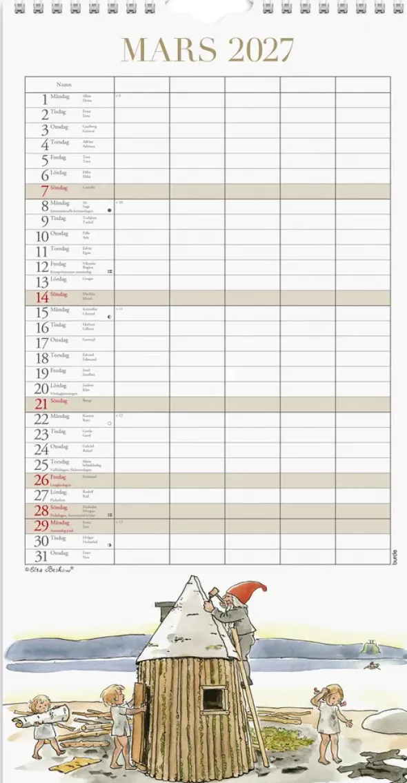 Familjekalender Elsa Beskow 2027