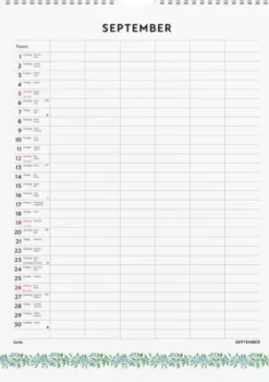 Familjekalender Illustrerad blomster 2027