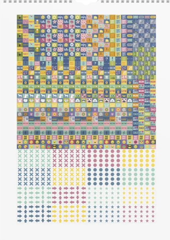 Familjekalender med stickers 2026-2027