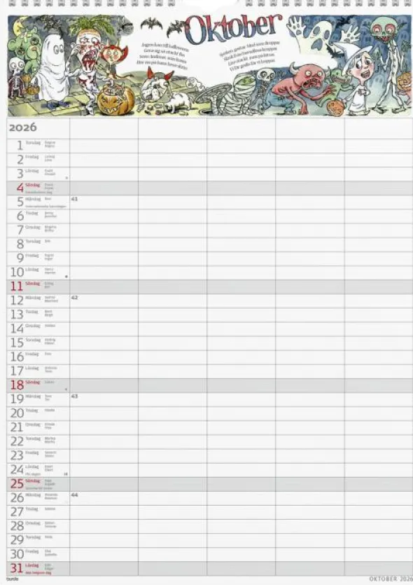 Familjekalender med stickers 2026-2027