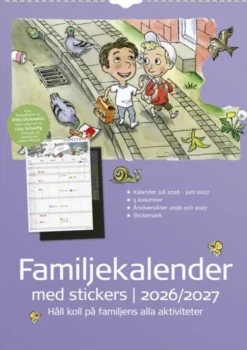 Familjekalender med stickers 2026-2027