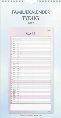 Familjekalender Tydlig 2027