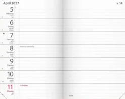 Fickagenda rött konstläder 2027