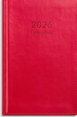Fickagenda rött konstläder 2026