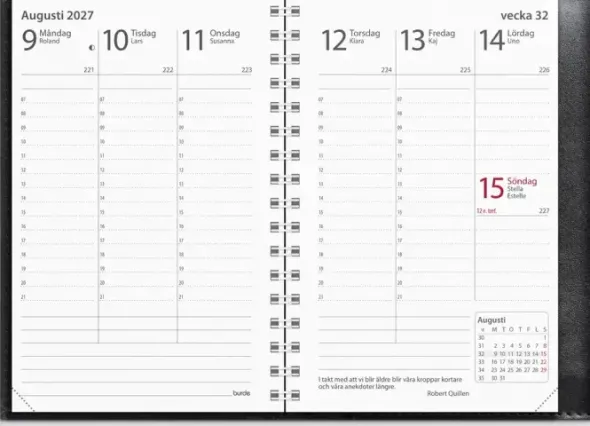 Fickkalender Prestige de Luxe svart skinn 2027