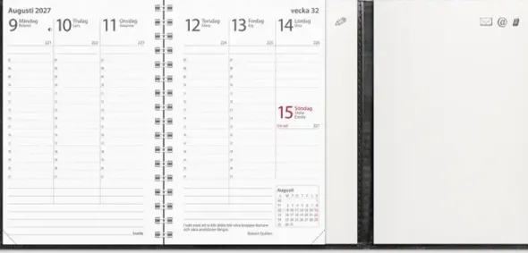 Fickkalender Prestige de Luxe svart skinn 2027