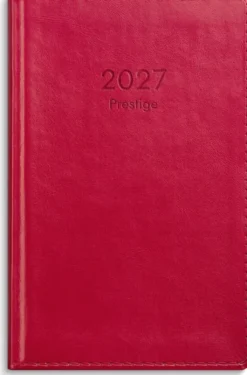 Fickkalender Prestige rött konstläder 2027
