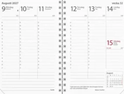 Fickkalender Prestige svart konstläder spiralbunden 2027