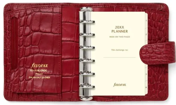 Filofax Classic Croc Pocket Cherry