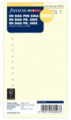 Filofax Dagbok Personal D/S 2026 (9,5x17,1cm)