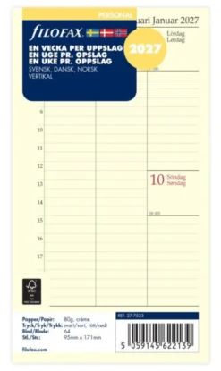 Filofax Dagbok Personal Vertikal V/U 2027 (9,5x17,1cm)