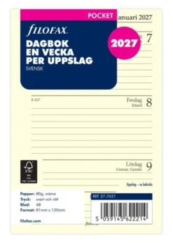 Filofax Dagbok Pocket 2027 V/U SWE (8,1x12cm)