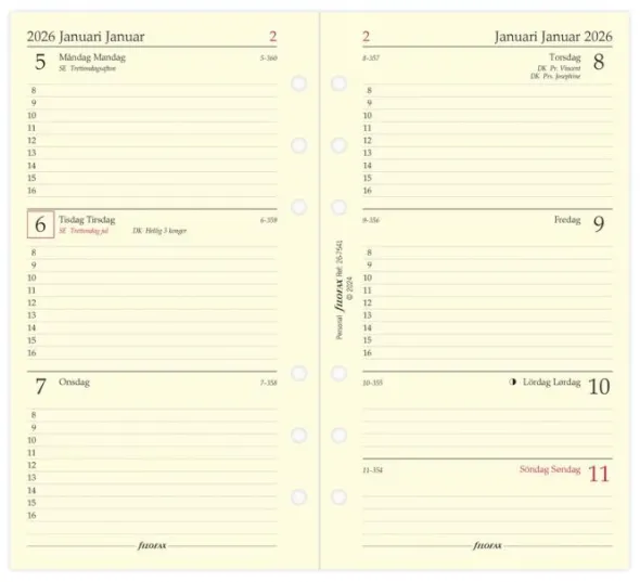 Filofax Årspaket Personal 2026 (9,5x17,1cm)