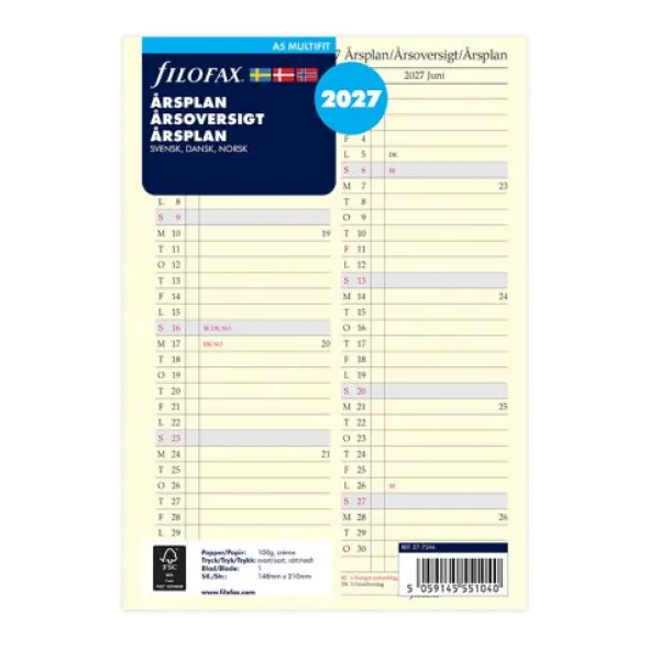 Filofax Årsplan A5 2027 (14,8x21cm)