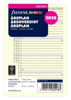 Filofax Årsplan Pocket 2028 (8,1x12cm)