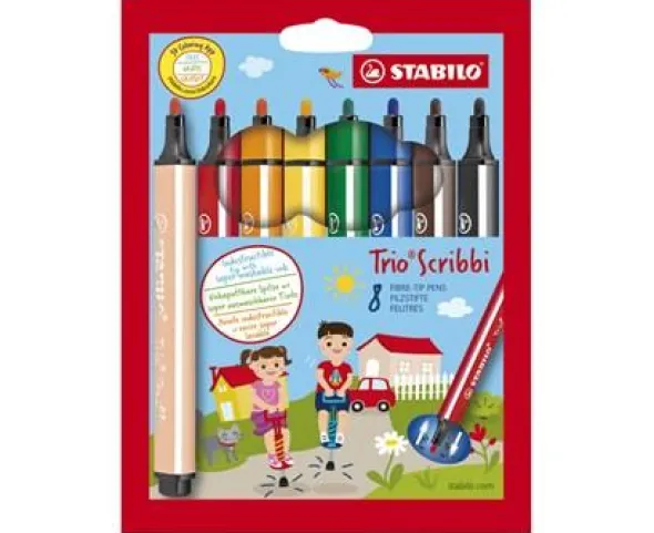 Färgpennor Stabilo Scribbi 8-pack