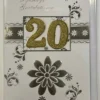 Grattiskort med kuvert - 20 år blomma