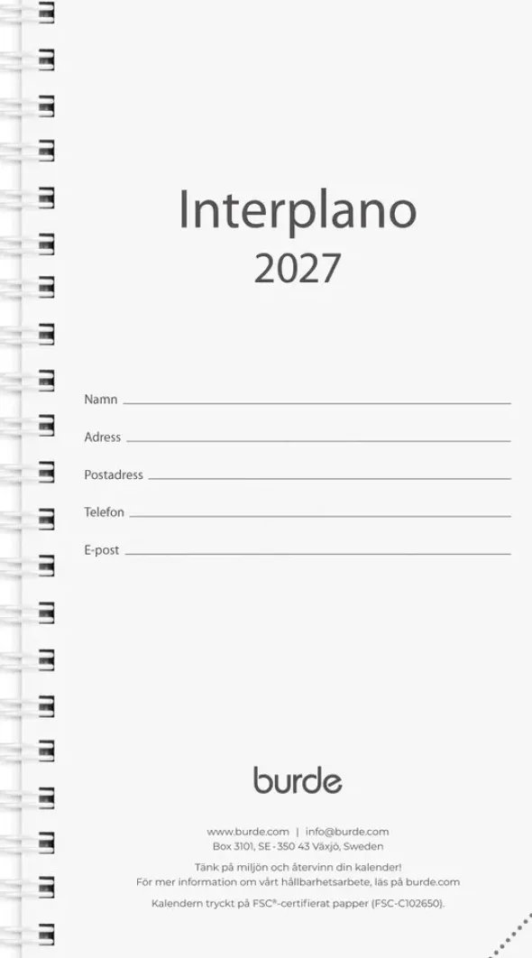 Interplano kalenderrefill 2027