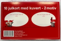 Julkort, enkla med kuvert 10-pack Tomte håller halmhjärta