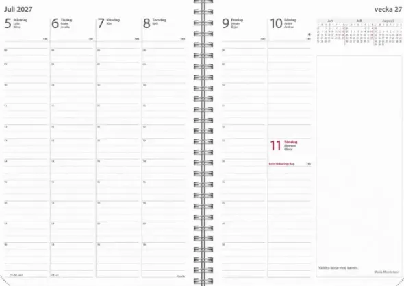 Kalender Business svart konstläder med slejf 2027