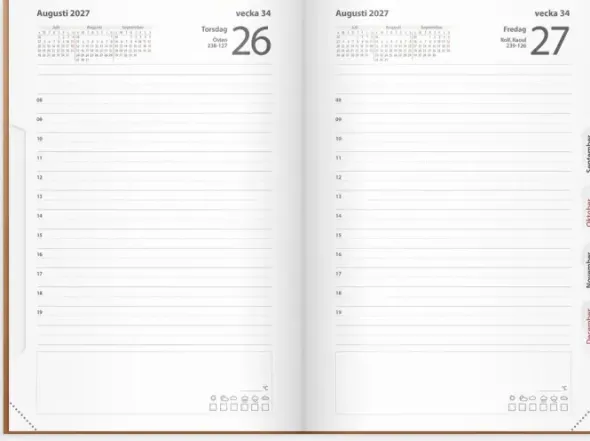Kalender Dagbok cognac konstläder 2027
