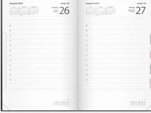 Kalender Dagbok svart konstläder 2027