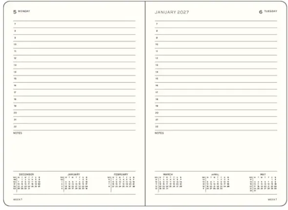 Kalender Leuchtturm1917 A5 Dag/Sida Indigo 2027
