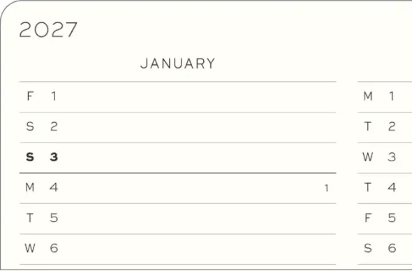 Kalender Leuchtturm1917 A6 vecka/notes Dusty Rose 2027