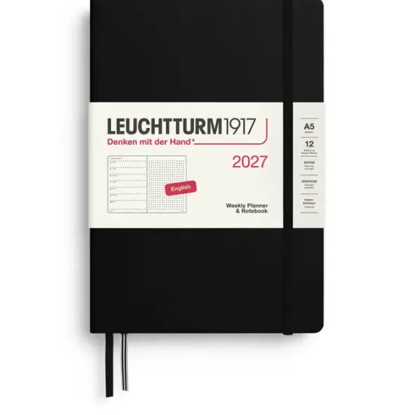 Kalender Leuchtturm1917 A5 Vecka/Uppslag Dotted Hard Black 2027