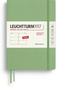 Kalender Leuchtturm1917 A5 Vecka/Uppslag Hard Sage 2027