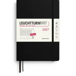 Kalender Leuchtturm1917 A5 vertikalt veckouppslag Black 2027