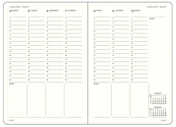 Kalender Leuchtturm1917 A5 vertikalt veckouppslag Black 2027