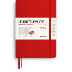 Kalender Leuchtturm1917 A5 vertikalt veckouppslag Cherry 2027