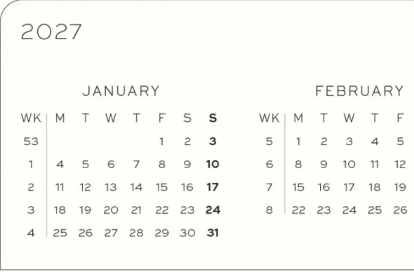 Kalender Leuchtturm1917 vecka/notes Dotted Wallet Hard Sunflower 2027