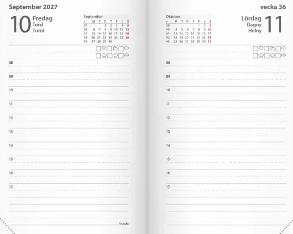 Kalender Lilla Agendan svart konstläder 2027