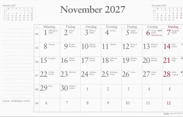 Kalender Månadsblock 240x152 mm 2027