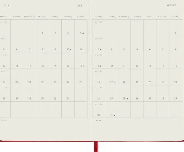 Kalender Moleskine Daily Hard Pocket Red 2027