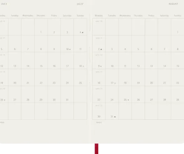 Kalender Moleskine Weekly Notebook Red Soft Pocket 2027