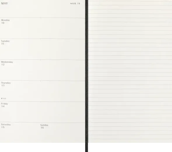 Kalender Moleskine Weekly Notebook Large Black Soft 2027