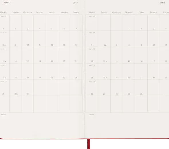 Kalender Moleskine Weekly Notebook Red hard Large 2027