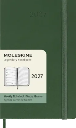 Kalender Moleskine Weekly Notebook Myrtle Green hard pocket 2027