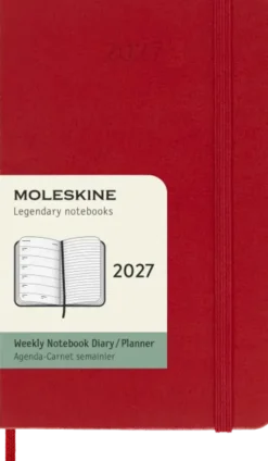 Kalender Moleskine Weekly Notebook Red hard pocket 2027