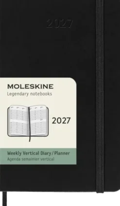 Kalender Moleskine Weekly Planner Vertical Svart hard pocket 2027