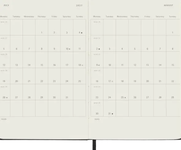 Kalender Moleskine Weekly Planner Vertical Svart hard pocket 2027