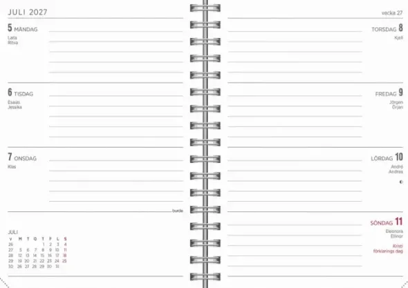 Kalender Senator A6 Textile svart 2027