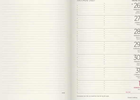 Kalender Stor Veckokalender Forma Deluxe svart 2027